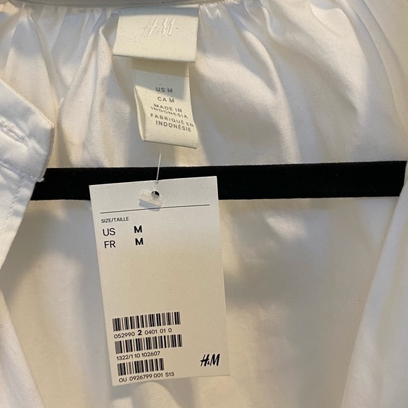 NWT H&M White poplin 100% cotton oversized dress with statement sleeves Size M - Picture 8 of 9